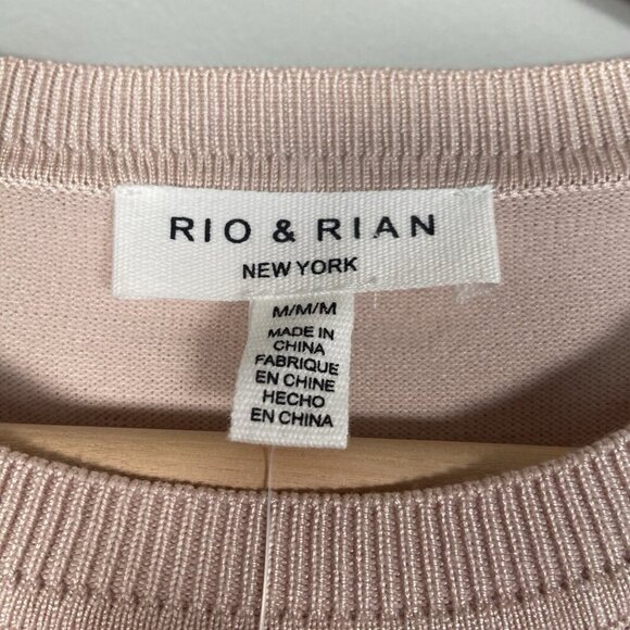 RIO & RIAN Long Sleeve Lightweight Sweater Blush Pink Size Medium NWT New Preppy - Picture 6 of 11